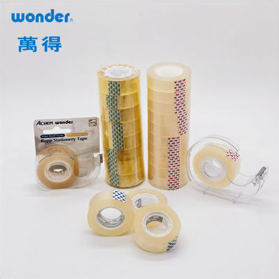 Tape de papeterie BOPP transparente de 18 mm de largeur jaune pour les projets